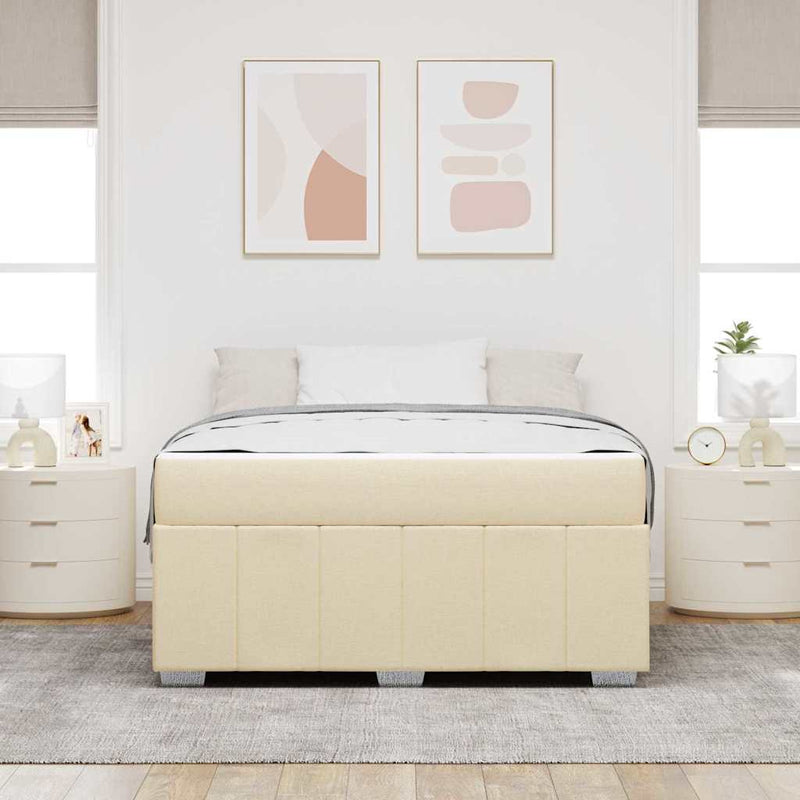 Cadru de pat cu saltea Crem 160 x 200 cm țesătură