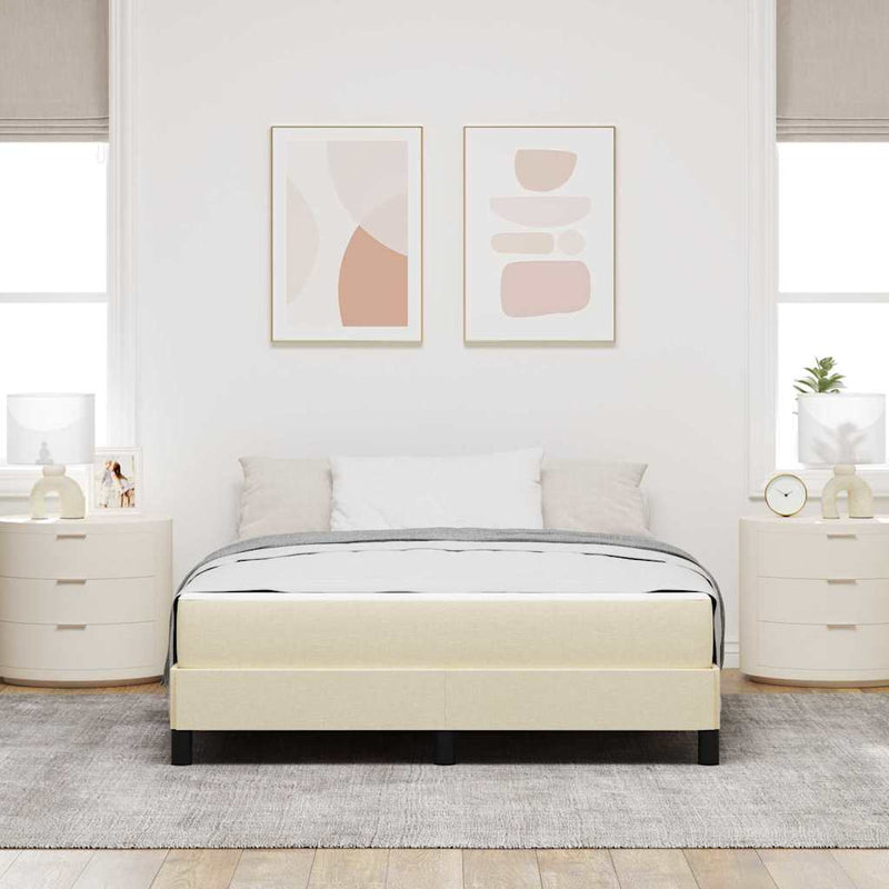 Pat cu arcuri Crem 140 x 200 cm țesătură