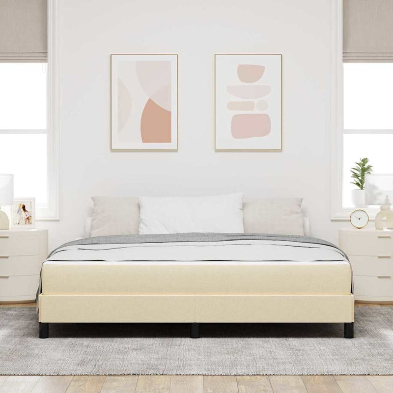 Pat cu arcuri Crem 180 x 200 cm țesătură