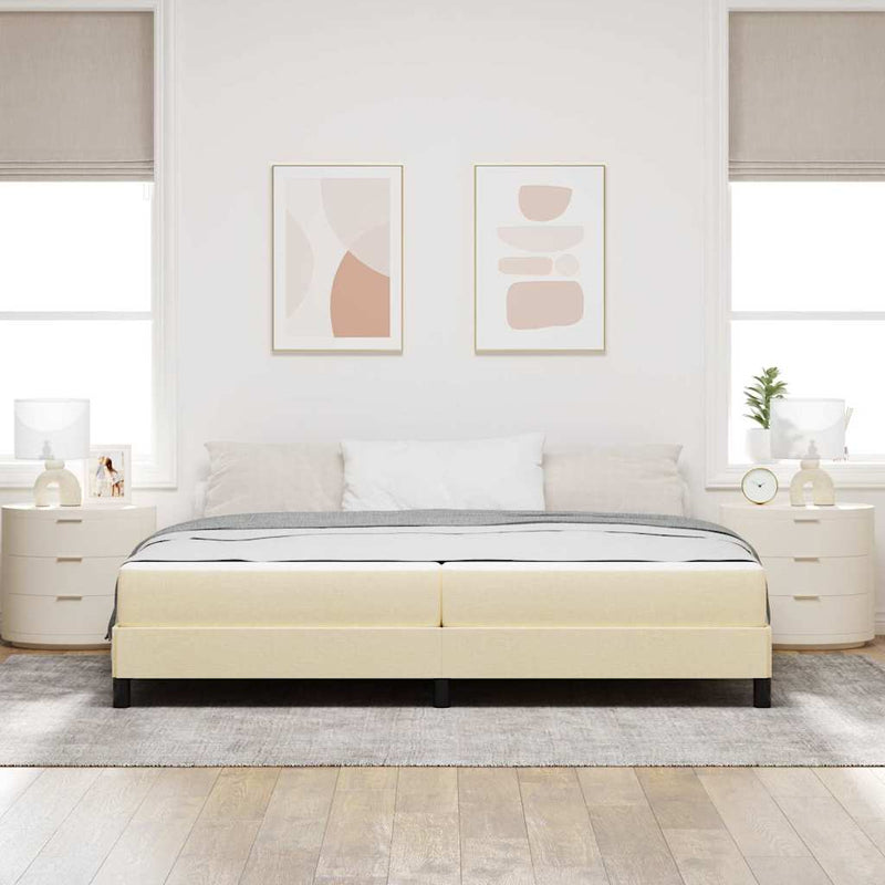 Pat cu arcuri Crem 200 x 200 cm țesătură
