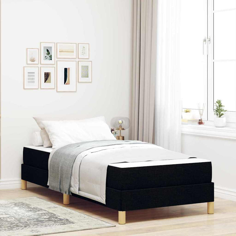 Pat cu arcuri cu saltea Negru 80 x 200 cm țesătură