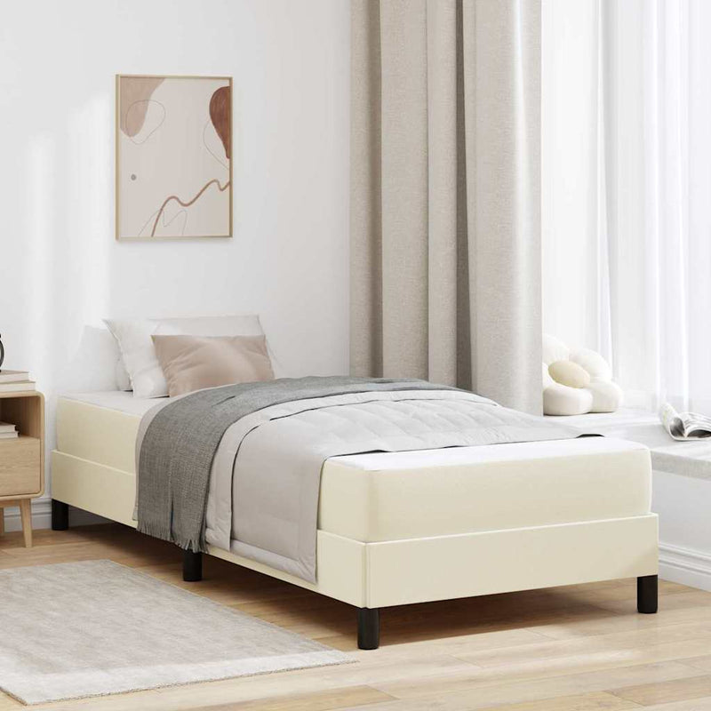 Cadru de pat cu saltea Crem 90 x 190 cm țesătură