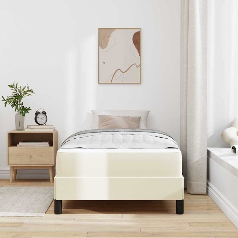 Cadru de pat cu saltea Crem 90 x 190 cm țesătură