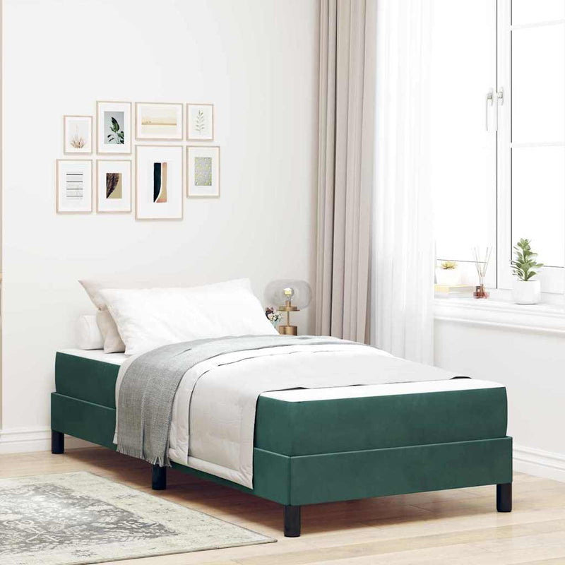Pat cu arcuri cu saltea Verde închis 90 x 190 cm țesătură