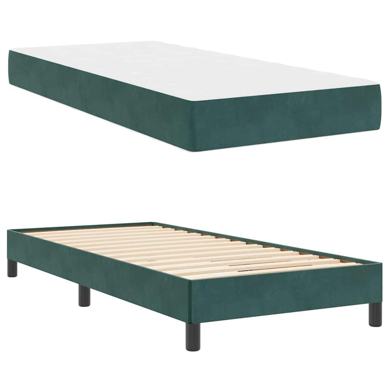 Pat cu arcuri cu saltea Verde închis 90 x 200 cm țesătură
