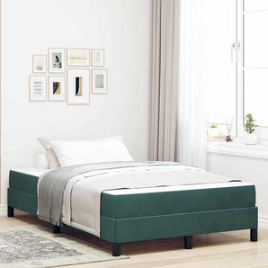 Pat cu arcuri cu saltea Verde închis 120 x 200 cm țesătură