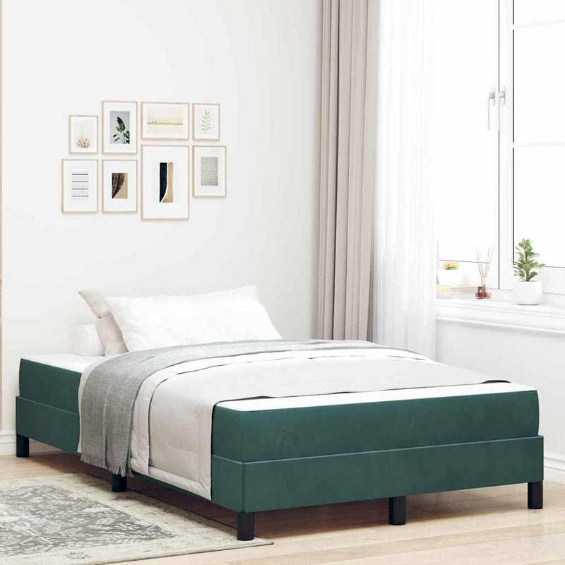 Pat cu arcuri cu saltea Verde închis 120 x 200 cm țesătură