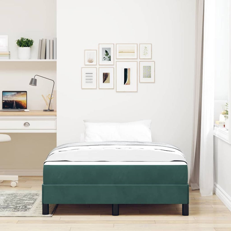 Pat cu arcuri cu saltea Verde închis 120 x 200 cm țesătură