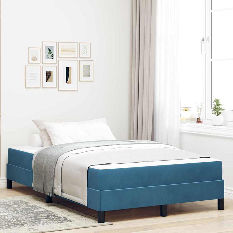 Pat cu arcuri cu saltea Albastru închis 120 x 200 cm țesătură