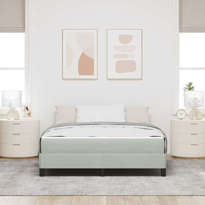 Pat cu arcuri cu saltea Gri deschis 140 x 190 cm țesătură