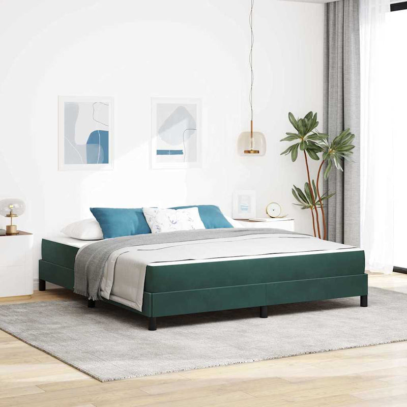Pat cu arcuri cu saltea Verde închis 180 x 200 cm țesătură