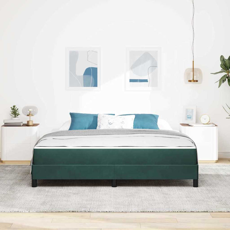 Pat cu arcuri cu saltea Verde închis 180 x 200 cm țesătură