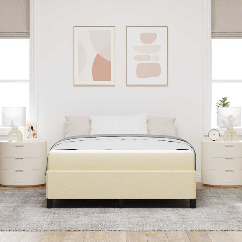 Pat cu arcuri Crem 160 x 200 cm țesătură