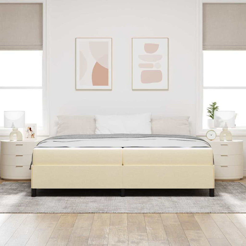 Pat cu arcuri Crem 200 x 200 cm țesătură