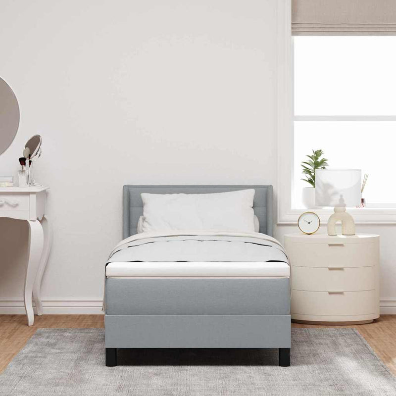 Pat cu arcuri cu headboard Gri deschis 200 x 80 cm țesătură