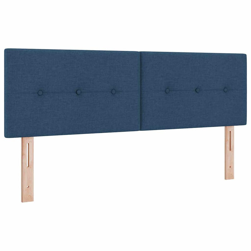 Pat cu arcuri cu headboard albastru 200 x 140 cm țesătură