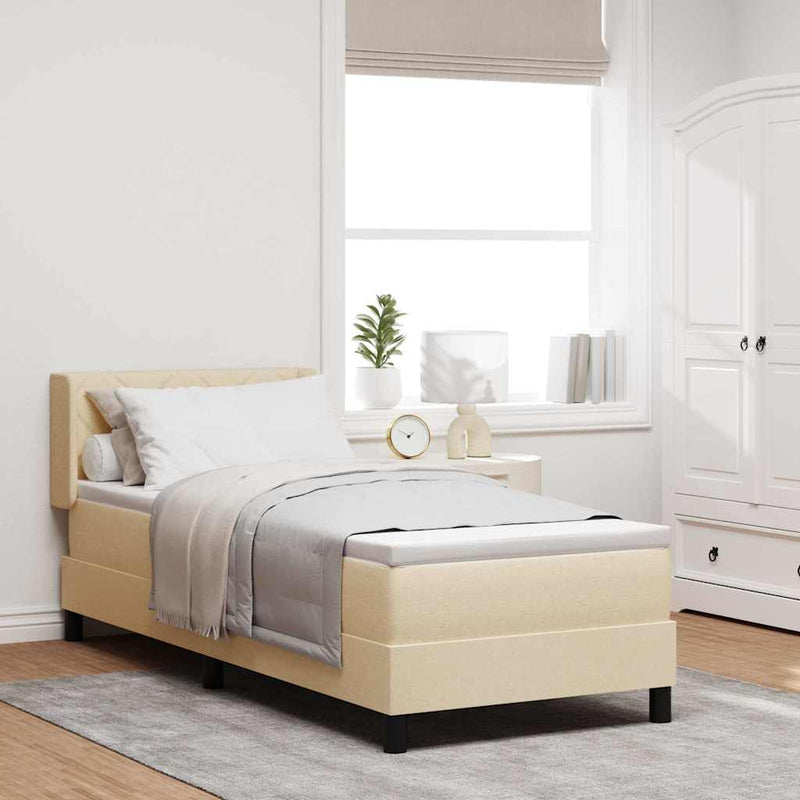 Pat cu arcuri cu headboard Manual Crem 200 x 80 cm țesătură