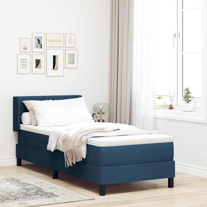 Pat cu arcuri cu headboard Manual albastru 200 x 80 cm țesătură