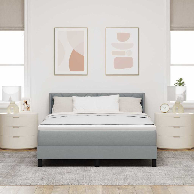 Pat cu arcuri cu headboard Gri deschis 200 x 160 cm țesătură