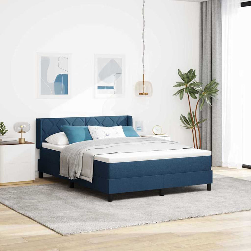 Pat cu arcuri cu headboard albastru 200 x 160 cm țesătură