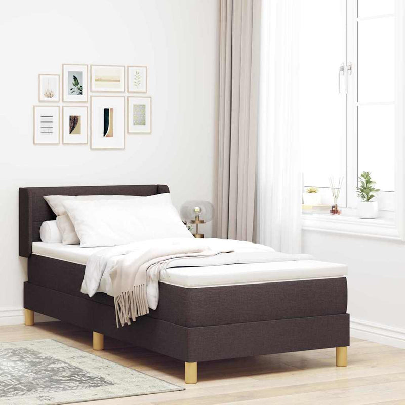 Pat cu arcuri cu headboard Maro închis 200 x 80 cm țesătură