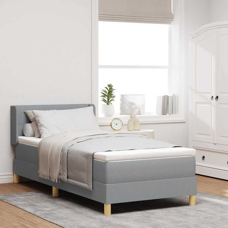 Pat cu arcuri cu headboard Gri deschis 200 x 100 cm țesătură
