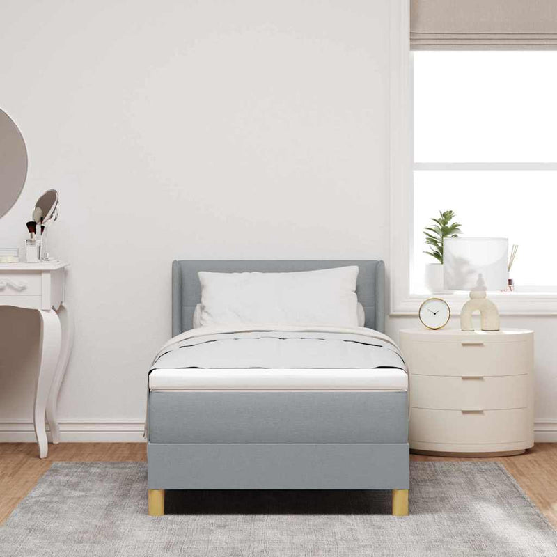 Pat cu arcuri cu headboard Gri deschis 200 x 100 cm țesătură