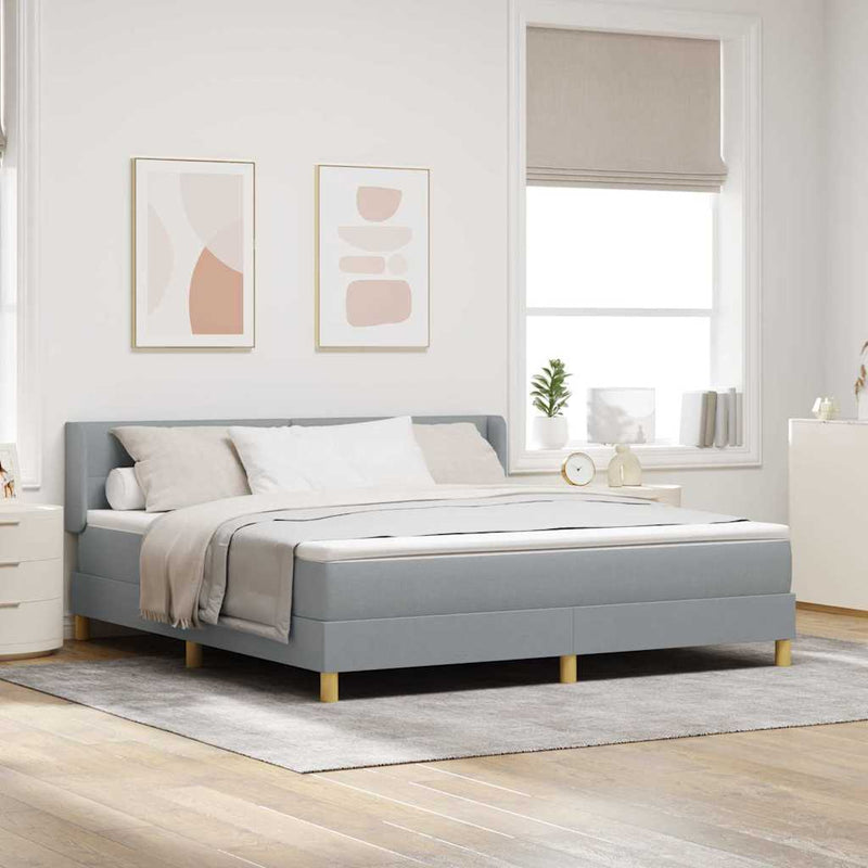 Pat cu arcuri cu headboard Gri deschis 200 x 180 cm țesătură