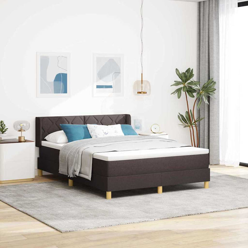 Pat cu arcuri cu headboard Maro închis 200 x 160 cm țesătură