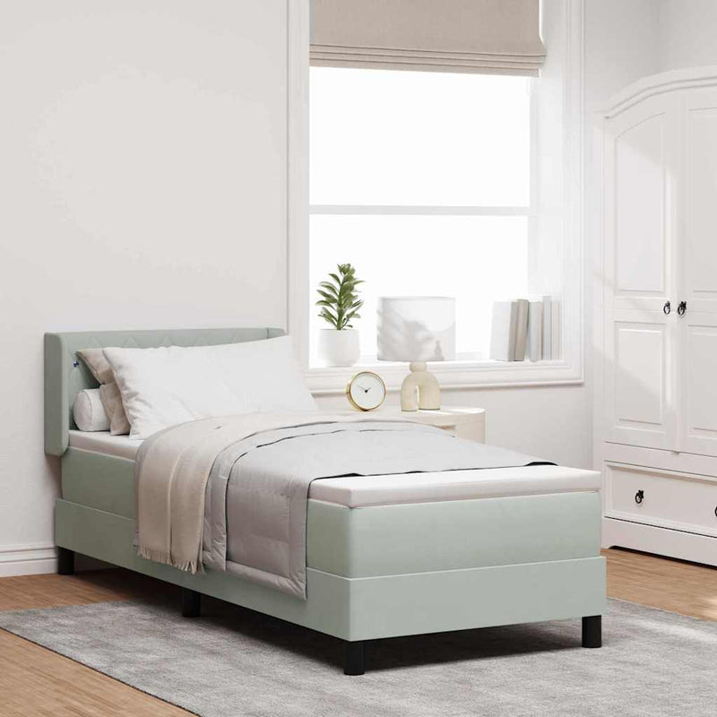 Pat cu arcuri cu headboard Gri deschis 200 x 80 cm Catifea