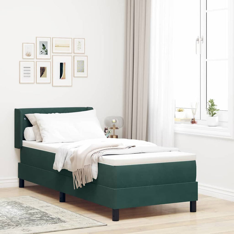 Pat cu arcuri cu headboard Verde închis 200 x 80 cm Catifea