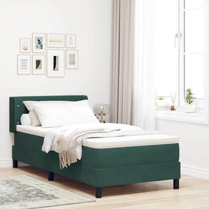 Pat cu arcuri cu headboard Verde închis 200 x 90 cm Catifea
