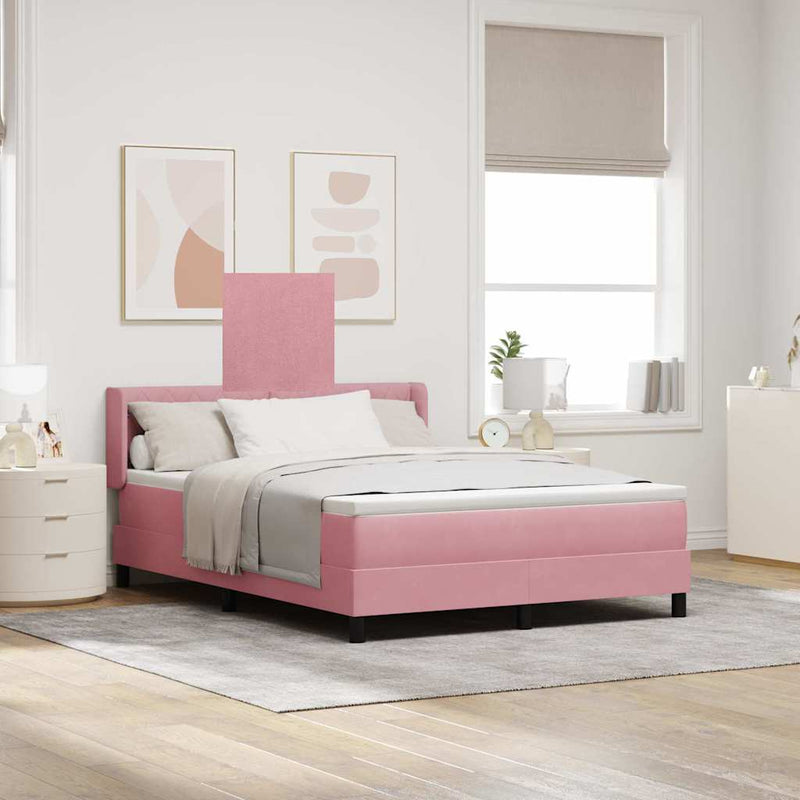Pat cu arcuri cu headboard Manual Roz 200 x 160 cm Catifea