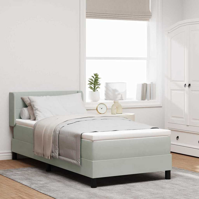 Pat cu arcuri cu headboard Gri deschis 200 x 80 cm Catifea