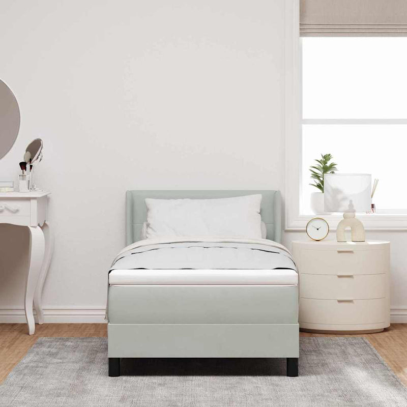 Pat cu arcuri cu headboard Gri deschis 200 x 80 cm Catifea