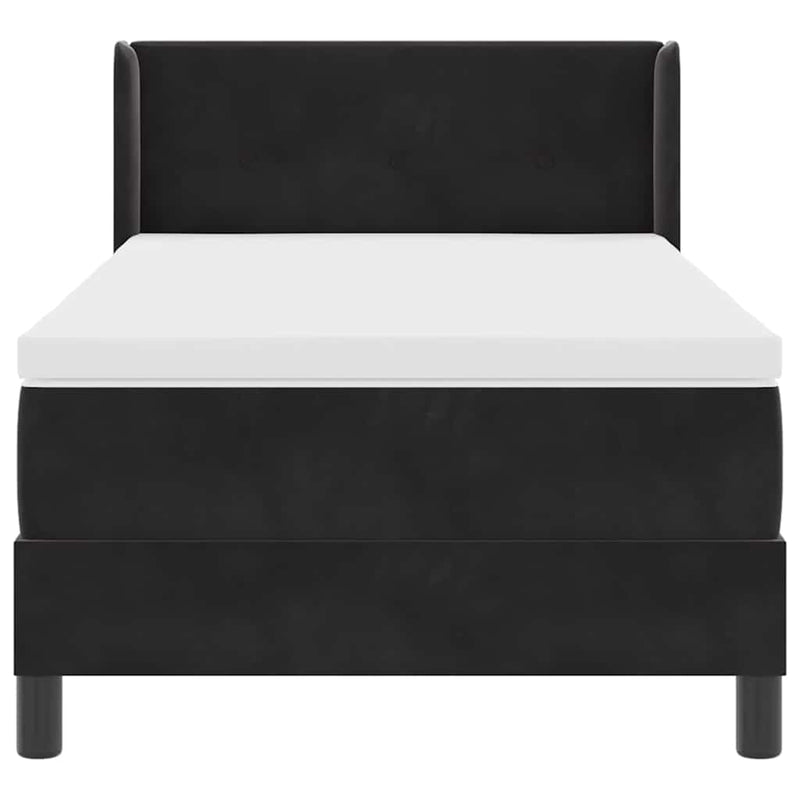 Pat cu arcuri cu headboard Manual Negru 200 x 100 cm Catifea