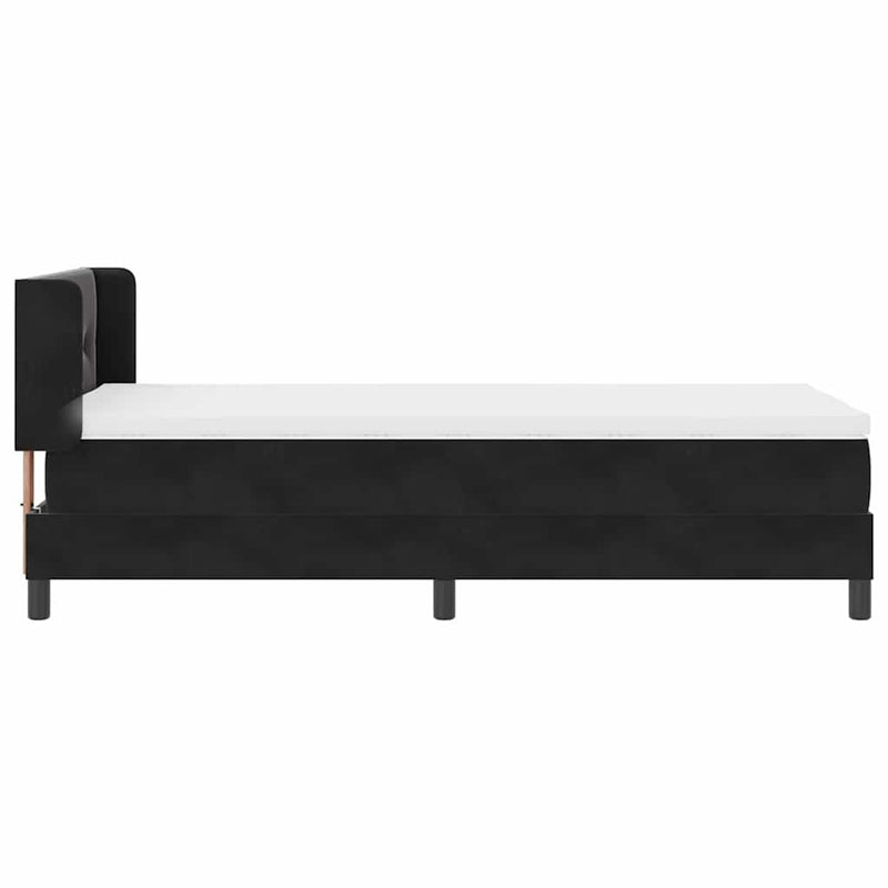 Pat cu arcuri cu headboard Manual Negru 200 x 100 cm Catifea