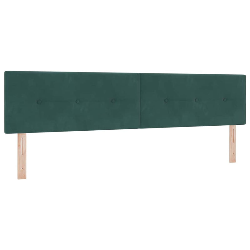Pat cu arcuri cu headboard Verde închis 200 x 200 cm Catifea