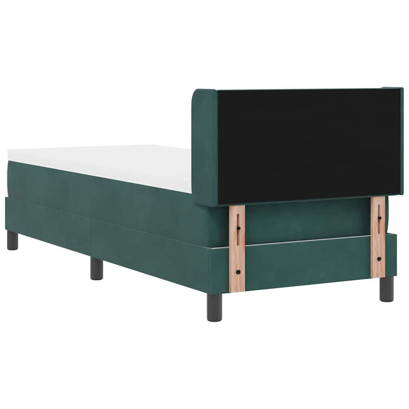 Pat cu arcuri cu headboard Verde închis 200 x 80 cm Catifea