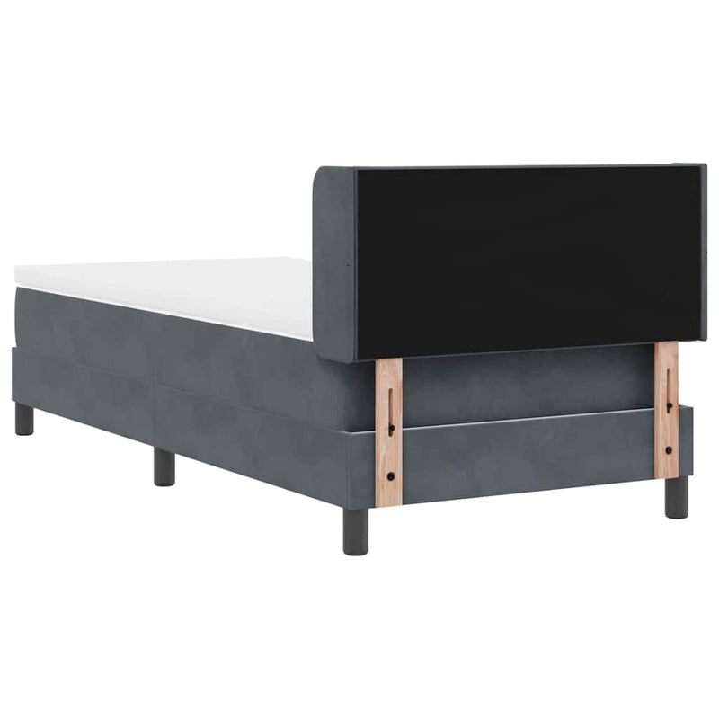 Pat cu arcuri cu headboard Gri închis 200 x 100 cm Catifea
