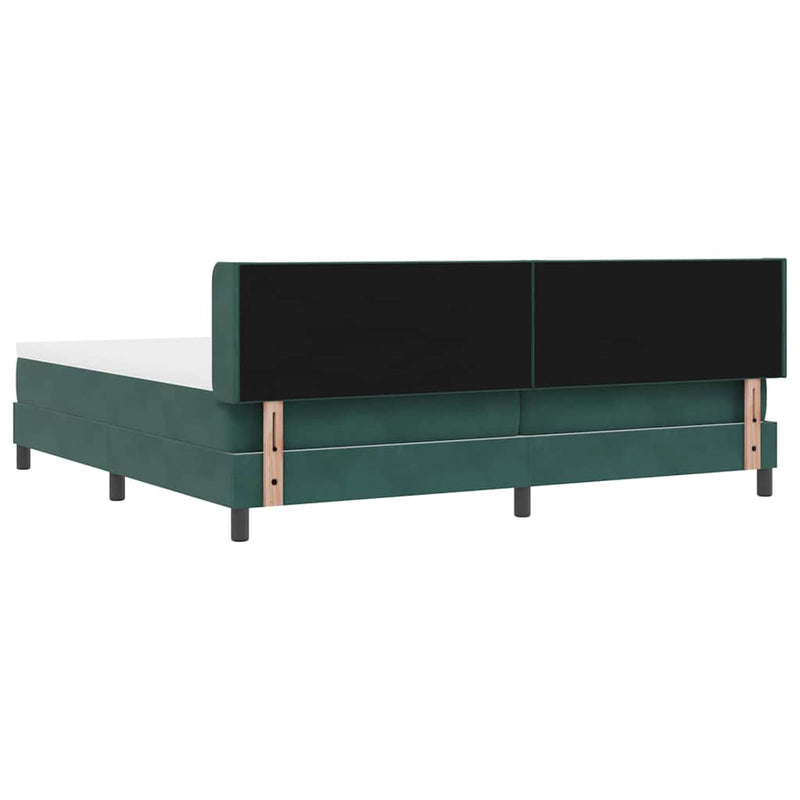 Pat cu arcuri cu headboard Verde închis 200 x 200 cm Catifea