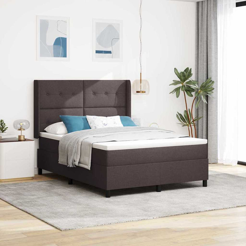 Pat cu arcuri cu pernă Manual Maro închis 200 x 140 cm țesătură