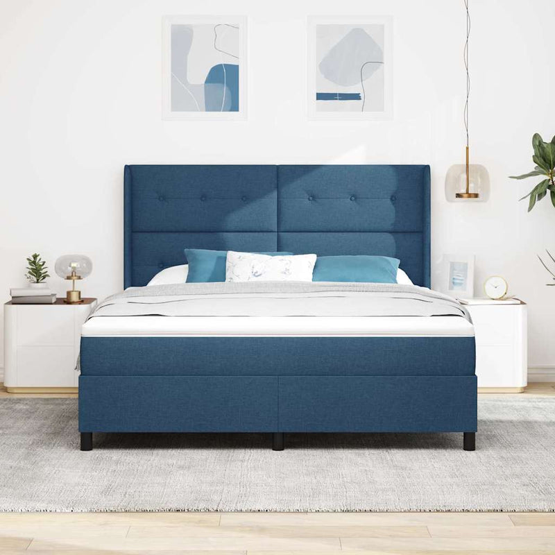 Pat cu arcuri cu pernă Manual albastru 200 x 180 cm țesătură