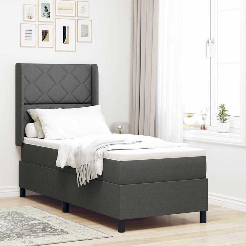 Pat cu arcuri cu pernă Manual Gri închis 200 x 80 cm țesătură