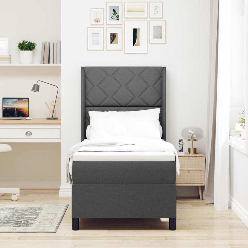 Pat cu arcuri cu pernă Manual Gri închis 200 x 80 cm țesătură