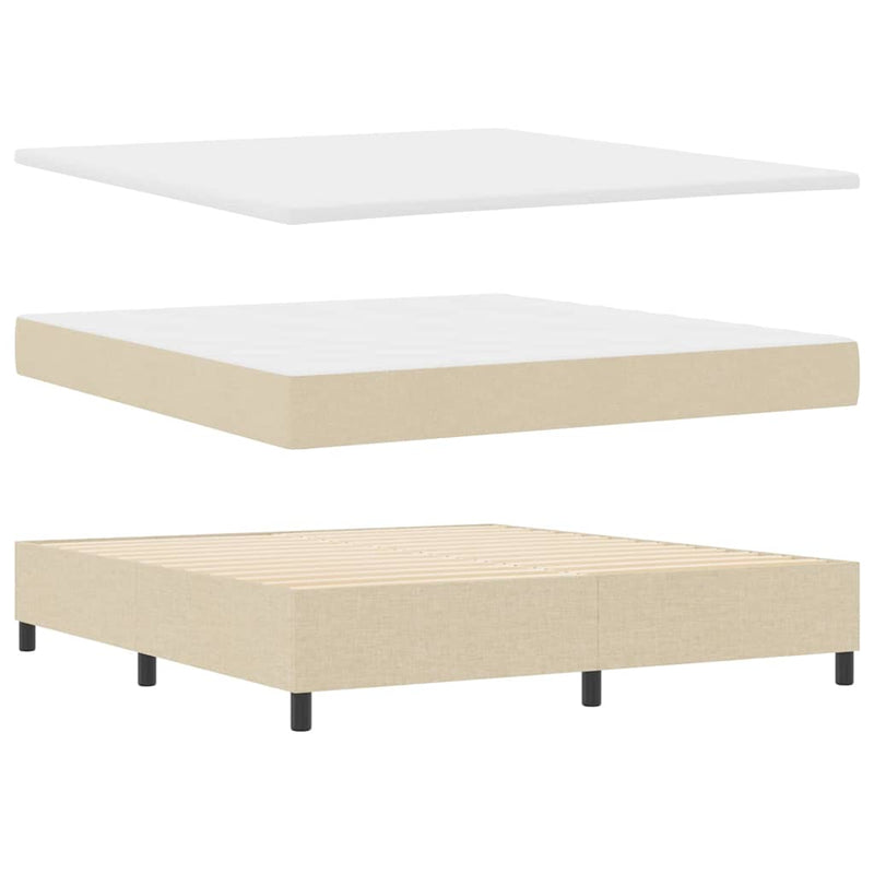Pat cu arcuri cu pernă cu headboard Crem 200 x 180 cm țesătură