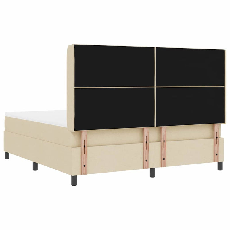Pat cu arcuri cu pernă cu headboard Crem 200 x 180 cm țesătură