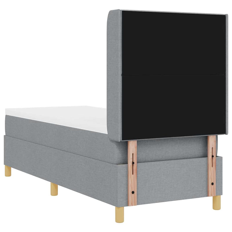 Pat cu arcuri cu headboard Gri deschis 80 x 200 cm țesătură