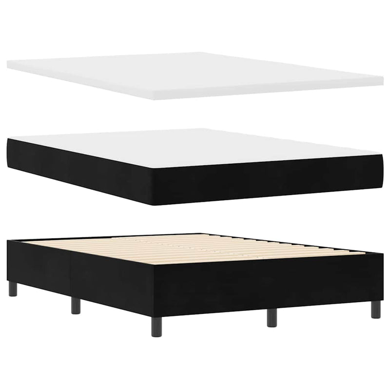 Pat cu arcuri cu saltea cu headboard Negru 140 x 200 cm Catifea