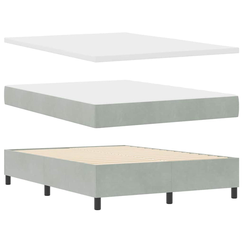 Pat cu arcuri cu headboard Gri deschis 140 x 200 cm Catifea